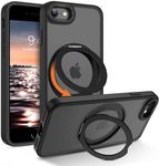 YINLAI for iPhone SE Case (2020/2022), iPhone 7/8 Case, [Compatible with MagSafe] with Magnetic 360° Rotatable Ring Stand Slim Shockproof Protective Phone Cases for iPhone SE 4.7", Black