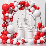 Red White Balloons Garland Kit 134 Pack Different Sizes 18/12/10/5 inch Matte Red Matte White Latex Balloons and Red Confetti Balloons for Wedding Birthday Party Accessory Arch Decoration