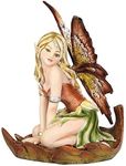 Pacific Giftware PTC 5.25 Inch Fairyland Autumn Winged Fairy in Leaf Statue Figurine