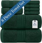 DAN RIVER 100% Luxurious Cotton Bath Towels Set - Premium Quality Pack of 8 - Ultimate Comfort and Absorbency for Bathroom, Luxury Bath Towels Set for Home & Spa (27" x 54"), Hunter Green