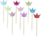 O'Creme Assorted-Color Glittered Crowns Cake-Topper Set, Total 45 Pieces