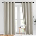 NICETOWN Blackout Curtain Drapes for Living Room, Thermal Insulated Solid Grommet Sound Reducing Energy Saving Window Treatments for Porch/Hall, Natural, 2 Panels, W52 x L84