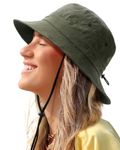 Waterproof Bucket Hat for Women Men Rain Hat UPF 50+ Wide Brim Boonie Sun Hat Foldable Summer Floppy Beach Fishing Safari Hat, Army Green, One Size