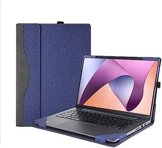 2023 Laptop Case Cover for 14-inch Lenovo IdeaPad Flex 5 14ALC7 14IAU7 14IRU8 14ABR8 Notebook Sleeve,PU Leather 2 in 1 Laptop Protective Bag with Pen Holder and Heat Dissipation Hole (Dark Blue)