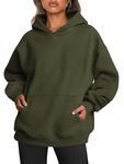 Famulily Ladies Oversized Sweatshirt Baggy Fleece Pullover Hooded Tops Long Sleeve Clothes Winter with Pocket Army Green S