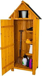 Airwave Outdoor Bideford Wooden Garden Tool Cabinet Shed, 3 Alternate Storage Spaces, Storage for Tools and Equipment, Wooden Latch