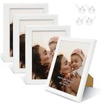 DMSELL 4 Pack A4 White Photo Frame with Mount, White A4 Picture Frame for Tabletop Display and Wall Decoration