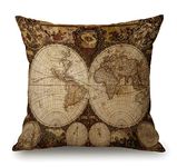 World Map Square Throw Pillow Cover Old World Map Drawn in 1720s Nostalgic Style Art Historical Atlas Vintage Design Decorative Pillow Case Home Decor 18x18 Inches Pillowcase