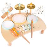Toddlers Drum Set Toys for 3 Year Old Boy Girls,Baby Drum with Xylophone for Toddlers 3,Musical Instruments, Kids Wooden Montessori Toys, Christmas Birthday Gifts for Age 3+ (Drum Set)