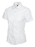 Uneek Clothing Ladies Poplin Half Sleeve Shirt - White - Small