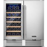 BODEGACOOLER 30 Inch Wine and Beverage Refrigerator,Dual Zone Wine Beverage Cooler with French Door,Under Counter Freestanding Wine Beer Fridge,Hold 31 Bottles and 100 Cans with Safety Locks