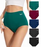 Tmani Underwear Women High Waisted Long-Staple Combed Cotton Knickers Ladies Full Coverage Briefs Panties 5 Pack