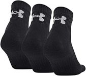 Under Armour Unisex's Training Cotton Quarter Socks, Multipairs, Black (3-Pairs), M (Pack of 3)