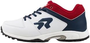 Ringor American Spirit Softball Turf Shoes for Women | Durable and Comfortable Performance Shoes, White/Navy/Red, 9