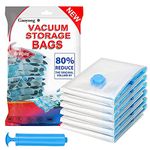 no-branded Compression 80% Vacuum Storage Bags Space Saver Bags 2 JUMBO (100cm*80cm) + 4 LARGE (80cm*60cm) +1 Free Travel hand pump (Pack of 7)