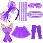 ONUPGO 80s Costume Accessories for Girls Women, Tutu Skirt Earring Necklace Leg Warmers 80s Fancy Dress Accessories Costume