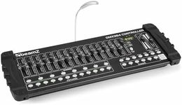 BeamZ DMX 384 Lighting Controller Console, 384 Channel DMX Stage Lighting Mixer Desk with 16 Faders, Chase & Fade Effects, USB Light, Microphone, 12 Fixtures x 32 Channels, 3-Pin XLR