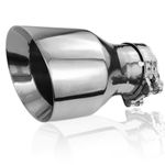 Exhaust Tips 304 Stainless Steel Car Exhaust Tail End Pipe Tip Double Wall Polished Slant Cut Muffler Tip Car Exhaust Tip,Inlet 63mm(2.5") Outlet102mm(4") Overall Length 170mm(6.7") (Sliver)