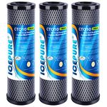 ICEPURE 1 Micron 2.5" x 10" Whole House CTO Carbon Sediment Water Filter Cartridge Compatible with Dupont WFPFC8002, WFPFC9001, SCWH-5, WHCF-WHWC, WHCF-WHWC, FXWTC, CBC-10, RO Unit, Pack of 3