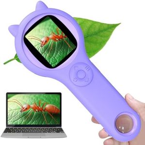 Microscope for Kids - Portable Kids Microscope Pocket Handheld Digital Magnifier with Photo & Video Function, Educational Science Kits Christmas Birthday STEM Toy Gifts for 3 4 5 6 7 8 9 10 Year Old