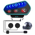 Motorcycle Helmet Bluetooth Hands-free Headset Big Button with Riding Light Wireless Ultra-Thin Helmet Stereo Speaker Waterproof Bluetooth Headphones for Motorbike Sport Handsfree/Music/GPS