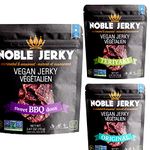 Noble Jerky - Healthy Vegan Snacks, Vegetarian, Plant Based, Non GMO, 70 Gram Bags, ( 3 Bags ) (BBQ, Teriyaki, Original)