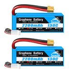 Yowoo 3S Lipo Battery 2200mAh 130C 11.1V RC Graphene Lipo with XT60 / Deans T Plug for E-flite Valiant Parkzone E4F Wildcat Great Planes E-Cub RC Car Boat Truck Helicopter Quadcopter (2 Pack)