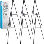 U.S. Art Supply 70" High Showroom XL Aluminum Display Easel, Holds 45 lbs - Heavy Duty Extra Large Black Presentation Stand, Adjustable Portable Tripod, Floor Tabletop Display Paintings, Signs, Poster