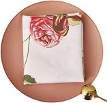 DaDalogy Bedding Soft Cloth Floral Rose Set of 4-Pieces Napkins - Romantic Roses Pink Botanical Design - Lovely Date Dinner Party Cottage Garden Tea & Brunch Dining Table Décor - 18" x 18"