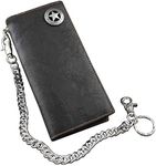 vogueteen Biker Rock Star Concho Mens Card Money Long Black Real Leahter Wallet With Chain, black, one size, Casual