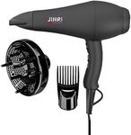 JINRI Infrared Professional Salon Hair Dryer Ionic Hair Dryer with Diffuser & Concentrator Attachments for Curly Hair, Black (Large)