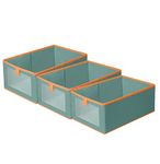 House of Quirk Durable And Versatile Closet Organizers And Storage Baskets, Rectangle Clothing Storage Boxes, Fabric Storage Containers For Pants, Shirt, Sweaters, Bra Panty, Socks (Green,Pack Of 3)