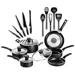 SereneLife Kitchenware Pots & Pans Basic Kitchen Cookware, Black Non-Stick Coating Inside, Heat Resistant Lacquer (20-Piece Set), One Size