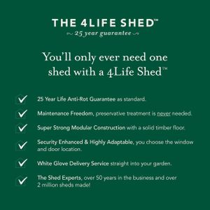 Forest Garden 4LIFE Apex Shed 6x10 ft – Double Door, 4 Windows