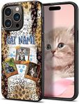 Custom Pets Cats Photo Name Cat Paw Print Leopard Wooden Phone Cases for iPhone 16 15 14 13 12 11 Pro Max|Samsung Galaxy S24 S23 S22 S21 FE|A15 A14 A54 A53 A03S Customized Cat Lover Gifts