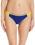 Jessica Simpson Women's Woodstock Whipstitch Side Braided Hipster Bikini Bottom, Marine, S