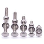 1/2-13 x 4-1/2" Stainless Steel Carriage Bolts with Hex Nuts and Flat Washers 304 Stainless Steel 18-8 Square Neck Bolts and Nuts Washers, Full Thread, Coarse Thread, 6 Sets