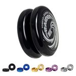 Yomega Raider Ex - Professional Responsive Ball Bearing yoyo, Great for Advanced String Tricks and Looping Play + 5 spacers + Extra 2 Strings (black)