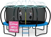 Trampoline for Kids and Adults - 8Ft 10Ft 12Ft 14FT 15ft 16ft Trampoline with Net - with Bonus Sprinkler and LED Lights/ASTM Certified/Extra Sturdy Recreational Outdoor Trampolines