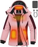 Women Heated Jacket Battery Pack Included Ski Snow Snowboard Coat Glamping Tent Essentials Ice Skating Accessories Overlanding Gear Snowmobile Equipment Skiing Outfits Suits Extremely Cold Weather