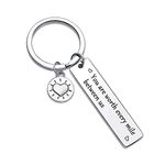 7RVZM Keychain for Boyfriend, Husband, Mom, Friendship, Bestie, Long Distance, Mother, Grandmother - Stainless Steel Keyring Gift - Modern Round Design - Customizable - Unisex, Us Keychain, Standard