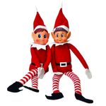 GLOW Wholesale Elfie (Boy) and Elvie (Girl) Set Fun and Playful Elves Behavin' Badly Figure with Soft Body and Vinyl Face-Set of 2, Red