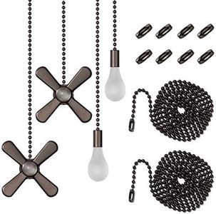 Ceiling Fan Pull Chain , Including 4Pcs Beaded Ball Fan Pull Chain Pendant, Extra 8Pcs Pull Loop Connectors, 2Pcs 36 inches Fan Pull Chain Extension. (Oil Rubbed Bronze)