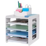 Letter Tray Organiser, Office Desk Tidy Organiser File Document Holder A4 Paper Filing Trays for Home Office School (5 Tier)