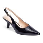 GENSHUO Slingback Kitten Heel for Women Pointed Toe Comfortable Formal Party Wedding Dress Pumps Shoes Patent Black Size 9