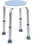 Veayva 360° Swivel Shower Stool, Height Adjustable Round Bath Chair with Anti-Slip Rubber Pads, Aluminum Bathroom Shower Seat for Elderly Disabled