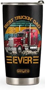 64HYDRO 20oz Best Trucking Dad Trucker Gifts for Dad, Husband, Son - Valentines Day Gifts for Him - Unique Birthday, Fathers Gifts Truck Tumbler Cup, Travel Coffee Mug with Lid