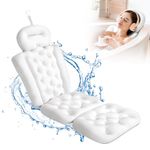 sxiiro Full Body Bath Pillow, Thick Bathtub Cushion with Laundry Bag, Luxury Cushion for Bathtub Headrest Neck Shoulder Support Comfort Relaxation Spa Accessories (White)