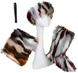 LVCOMEFF Women Faux Fur Snow Boot Handbag Headband 3 Packs Pieces Set Winter Warm Outwear Furry Fluffy (multicolor 2, numeric_9)
