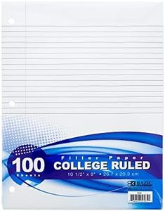 BAZIC Products Filler Paper Loose Leaf Papers 100 Sheet, College Ruled 3 Hole Punched for Ring Binders, for Office School Student Writing, 36-Pack